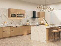 Tủ bếp inox cánh acrylic Thái Bình hiện đại dáng chữ I dài 6m