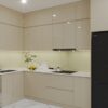 Tủ bếp nhựa cánh Acrylic Hưng Yên màu Pastel Be sang trọng.