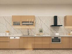 Mặt đá nung kết tủ bếp inox cánh acrylic Thái Bình