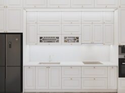 Tủ bếp tân cổ điển kịch trần sơn Inchem trắng
