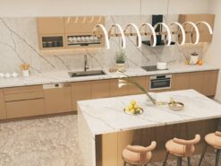 Mặt đá nung kết tủ bếp inox cánh acrylic Thái Bình