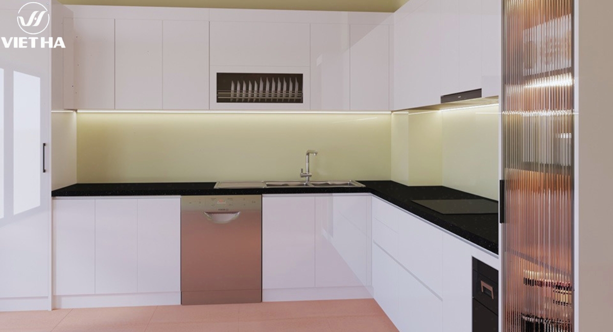 Tủ bếp mdf chống ẩm phủ acrylic tại Thái Bình