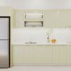 Thiết kế tủ bếp cánh kính Thái Bình phối màu be hiện đại