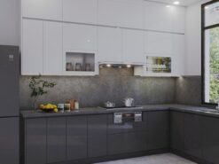 Mẫu thiết kế tủ bếp nhựa cánh acrylic Thái Bình chống nước tuyệt đối