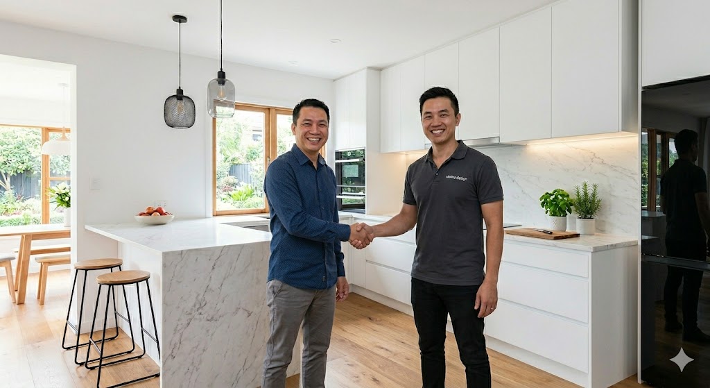 Thi công tủ bếp hiện đại màu trắng giá rẻ tại Thái Bình - Nội Thất Việt Hà