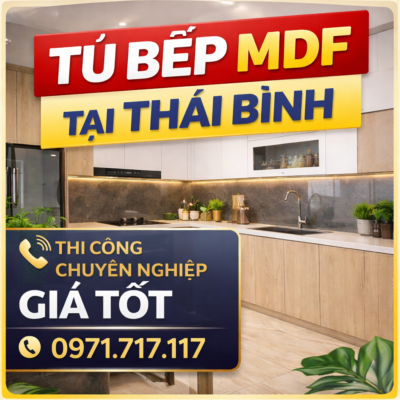 Thi công tủ bếp MDF tại Thái Bình, thiết kế hiện đại, bền đẹp, giá tốt. Xem mẫu thực tế và nhận báo giá miễn phí ngay hôm nay.