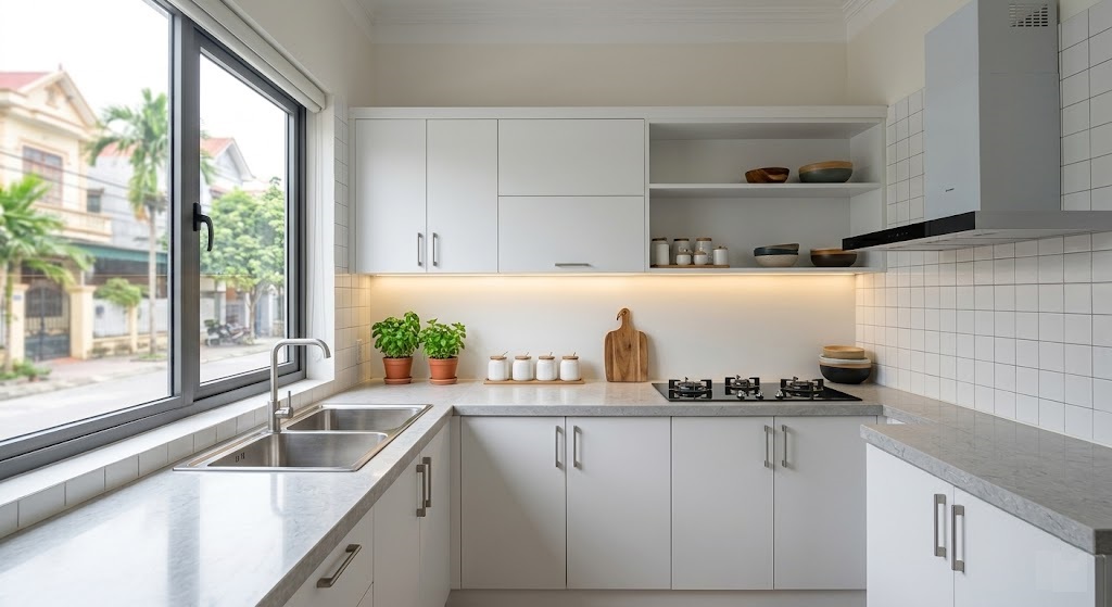 Xưởng sản xuất tủ bếp Thái Bình - Thi công tủ bếp nhựa giá rẻ tại xưởng