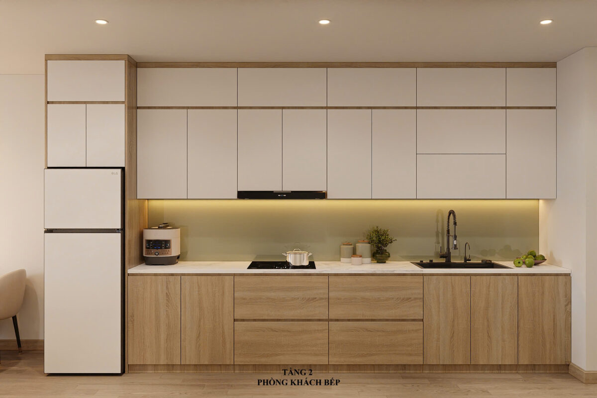Thi công tủ bếp chữ I cho chung cư diện tích nhỏ