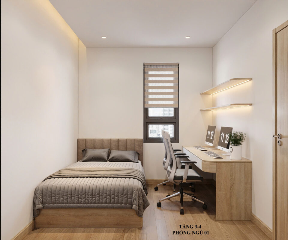 Thiết kế phòng ngủ chung cư 1 ngủ Hưng Yên hiện đại