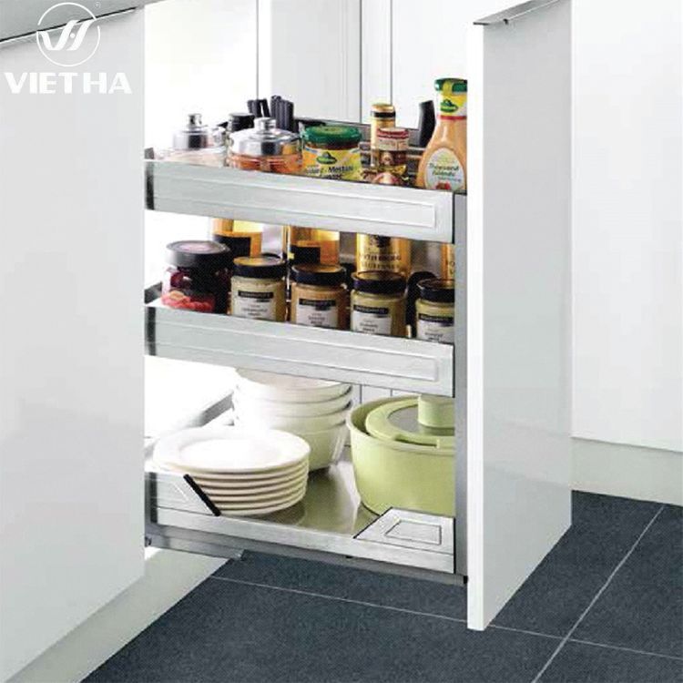Kệ gia vị âm tủ bếp thông minh chất liệu inox 304.