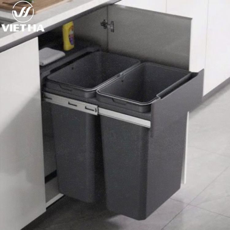 Thùng rác âm tủ gắn cánh ngăn mùi hiệu quả cho nhà bếp sạch sẽ