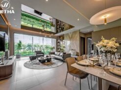 Nội thất biệt thự Thái Bình hiệu ứng trần gương đèn led.