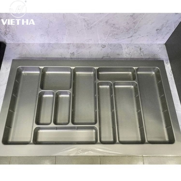 Khay chia thìa dĩa ngăn kéo tủ bếp bằng inox hoặc nhựa cao cấp.