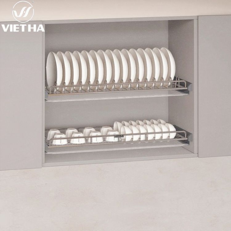 Giá bát cố định tủ trên inox 304 2 tầng bền bỉ giá rẻ.