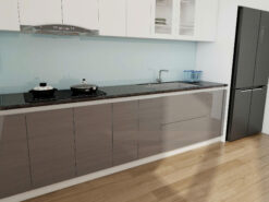 Chi tiết thùng tủ bếp gỗ MDF chống ẩm cánh acrylic chắc chắn